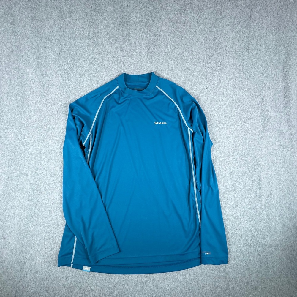 Simms Solarflex Shirt Men's M Blue UPF 50 Fishing Long Sleeve Performance